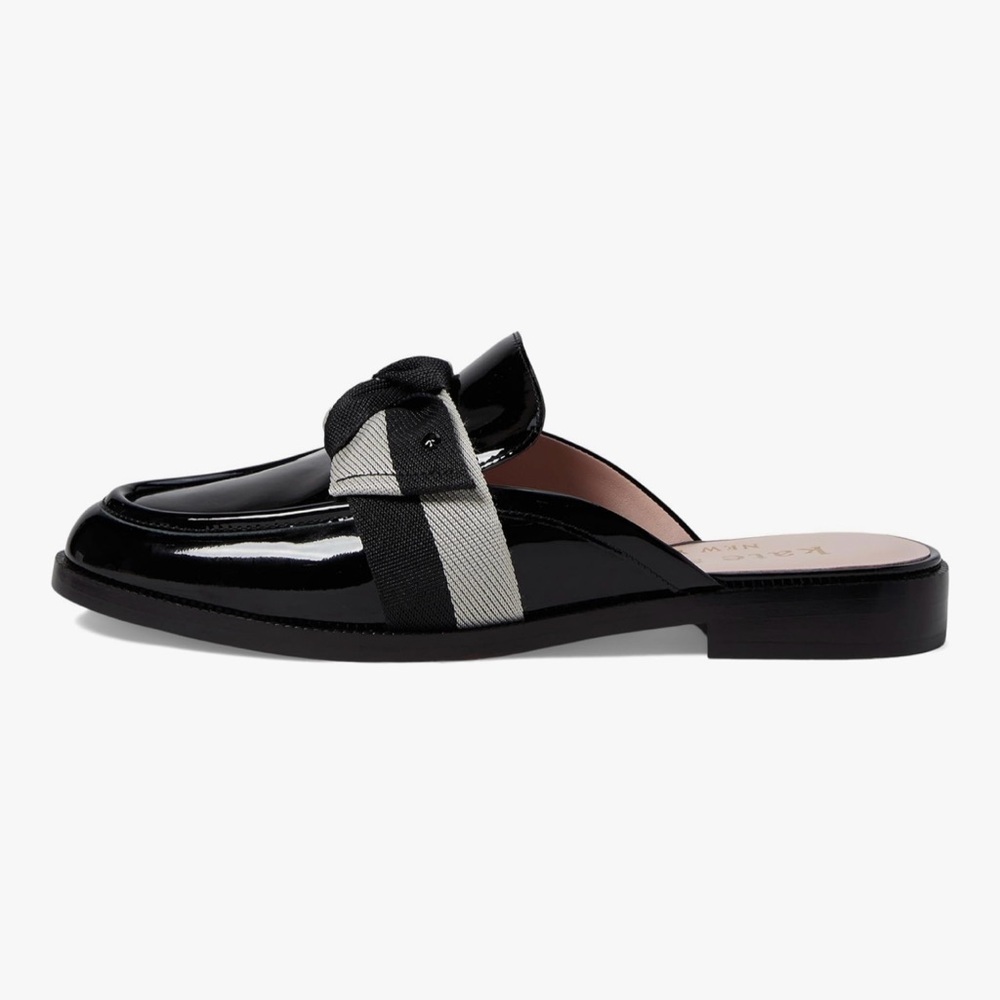 Kate Spade Black Patent Leather Flats with Silver Accent